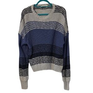 Rip Curl | Textured Gray and Blue Knit Crewneck Sweater